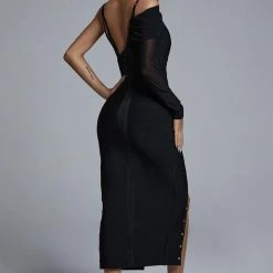 Jessica Bara Aeris One Shoulder Safety Pin Dress Influencer Style