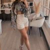 Jessica Bara Ivan Lace Up High Waisted Leather Shorts