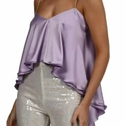 Jessica Bara Avia Satin Crystal Strap Top Influencer Style