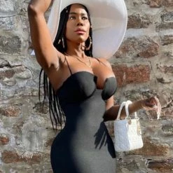 Jessica Bara Sylvana Bandage Rhinestone Chain Link Mini Dress Influencer Style