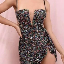 Jessica Bara Anya Sequin Cut Out Mini Dress Influencer Style