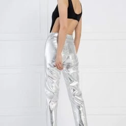 Jessica Bara Declan Shiny Silver Leather Pants