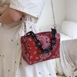 Jessica Bara Illiana Bandana Print Chain Link Purse