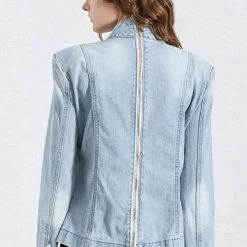 Jessica Bara Daniella Oversized Bow Denim Top Influencer Style