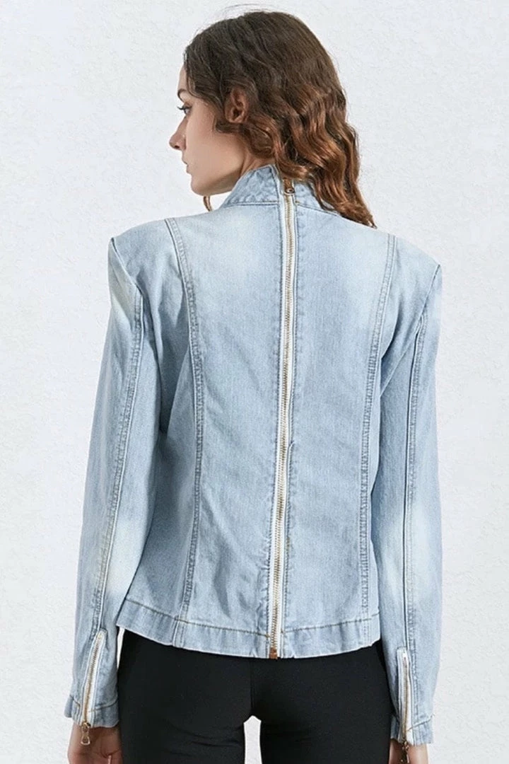 Jessica Bara Daniella Oversized Bow Denim Top Influencer Style