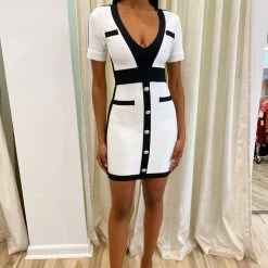 Jessica Bara Clash Color Block Bodycon Dress