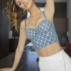 Jessica Bara Skye Rhinestone Bustier Crop Top