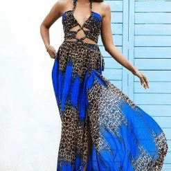 Jessica Bara Ilana Leopard Cut Out Maxi Dress
