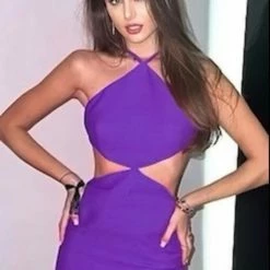 Summer Lovin' Jessica Bara Tori Cut Out Halter Mini Dress