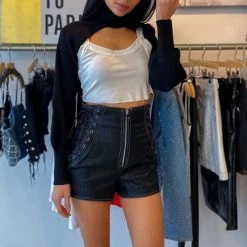 Jessica Bara Kingsley Turtleneck Knit Extreme Crop Top Kelsey Adams