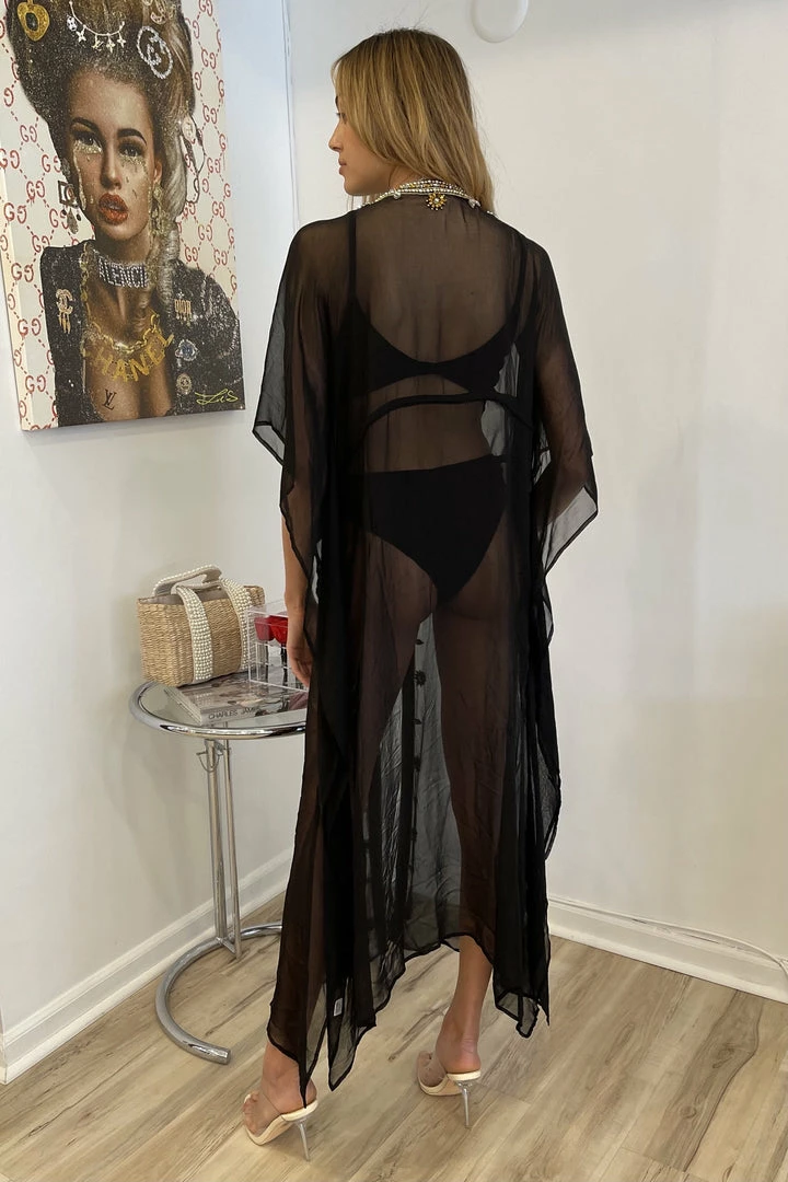 Summer Lovin' Kareena Virgin Islands Embellished Sheer Kaftan Dress