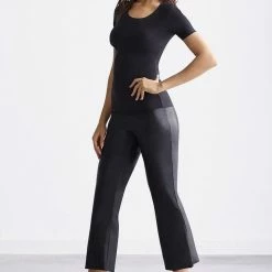 Reve Doll Essentials Commando Faux Leather Crop Flare Legging With Perfect Control