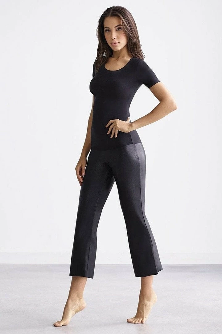 Reve Doll Essentials Commando Faux Leather Crop Flare Legging With Perfect Control