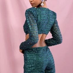 Jessica Bara Morgin Glitter Cut Out Romper Influencer Style