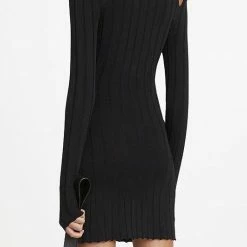 Jessica Bara Apollo Long Sleeve Ribbed Knit Mini Dress