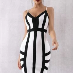 Birthday Suit Jessica Bara Sylvia Contrast Bandage Midi Dress