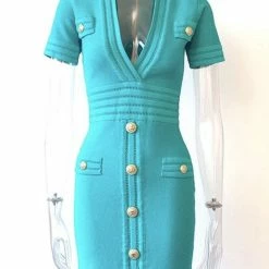 Jessica Bara Coco Short Sleeve Button Mini Dress