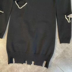 Dresses Jessica Bara Maverick Long Sleeve Cut Out Knitted Dress