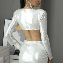 Jessica Bara Halo Long Sleeve Cut Out Mini Dress