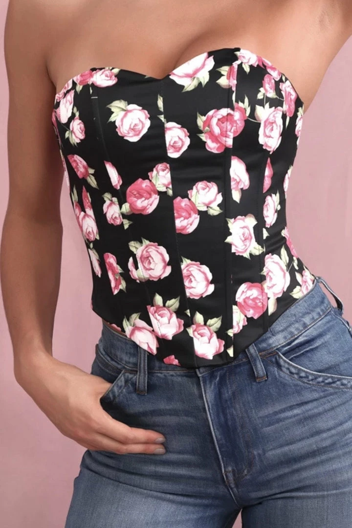 Summer Lovin' Jessica Bara Devyn Strapless Floral Corset Top