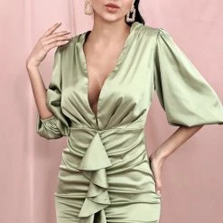 Jessica Bara Fernanda Short Sleeve Ruffle Mini Dress