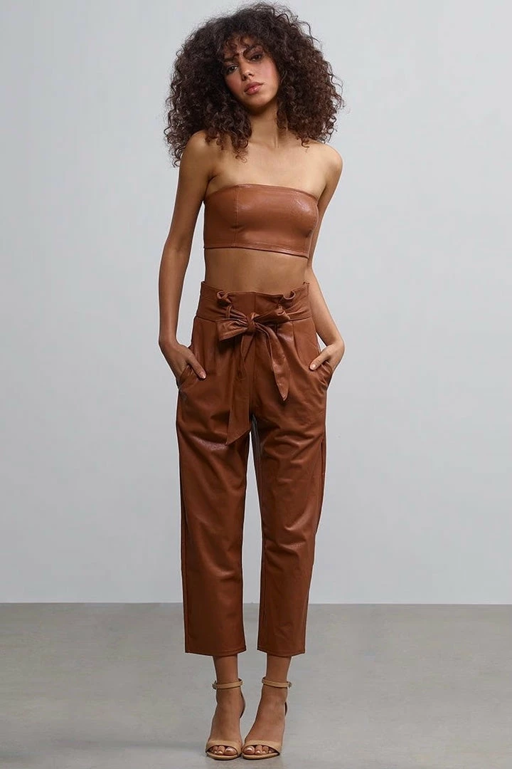 Reve Doll Essentials Commando Faux Leather Paperbag Pants