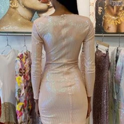 Influencer Style Jessica Bara Danielle Sequin V Neck Draped Mini Dress