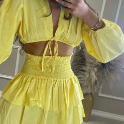 Summer Lovin' Jessica Bara Emmy Long Sleeve Crop Top And Skirt Two Piece Set