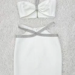 Summer Lovin' Jessica Bara Thaisa Diamond Crop Top And Skirt Two Piece Set