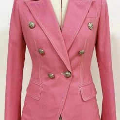 Jessica Bara Kiana Denim Double Breasted Blazer