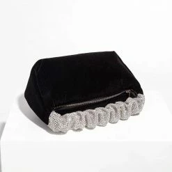 Jessica Bara Sasha Velvet Rhinestone Strap Clutch