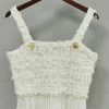 Jessica Bara Ashlynn Gold Button Fringe Crop Top Reve Doll Essentials