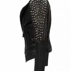 Jessica Bara Ethan Studded Long Sleeve PU Leather Jacket
