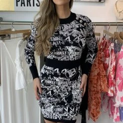 The Event Shop Jessica Bara Ursula Jacquard Long Sleeve Open Back Dress