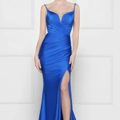 Colors Dress Fitted Plunging With Slit Dress The Event Shop