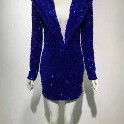 Jessica Bara Genesis Sequin Padded V Neck Mini Dress