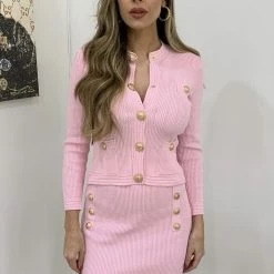 Jessica Bara Eloise Gold Button Two Piece Set