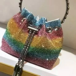 Jessica Bara Zenon Rhinestone Circular Bucket Purse