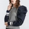 Jessica Bara Sharon Puff Shoulder Varsity Sweatshirt Top Tops