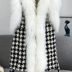 Reve Doll Essentials Jessica Bara Aurora Fur Belted Wool Houndstooth Vest