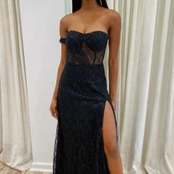 Jessica Bara Jazmin Off The Shoulder Glitter Gown