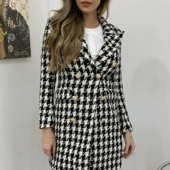 Reve Doll Essentials Jessica Bara Shasta Houndstooth Wool Coat