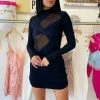 Dresses Jessica Bara Dominika Long Sleeve Cut Out Mesh Dress
