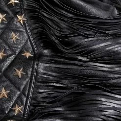 Jessica Bara Giovanna Star Fringe PU Leather Jacket