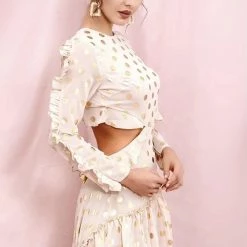 ReveBoutique Dresses Jessica Bara Marisa Polka Dot Open Back High Low Dress