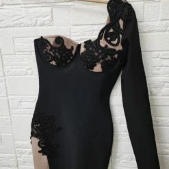 Jessica Bara Genovia One Shoulder Lace Bandage Dress Birthday Suit