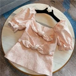 Influencer Style Jessica Bara Agnes Bowknot Puff Sleeve Top