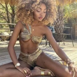 Jessica Bara Elisha Snakeskin Cut Out Bikini Set