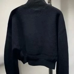 Jessica Bara Corey Chain Long Sleeve Cropped Sweater