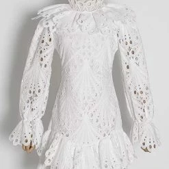 Jessica Bara Adelaide Long Sleeve Embroidered Ruffle Mini Dress Summer Lovin'